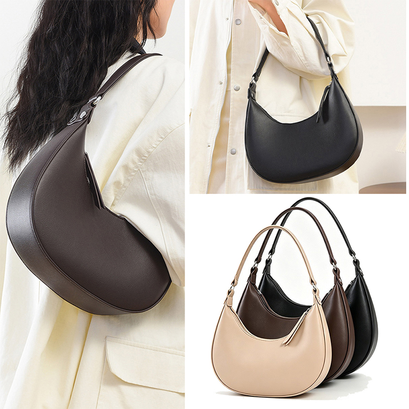 Leatherwork Wallet - Trendy Crescent Bag For Women, PU