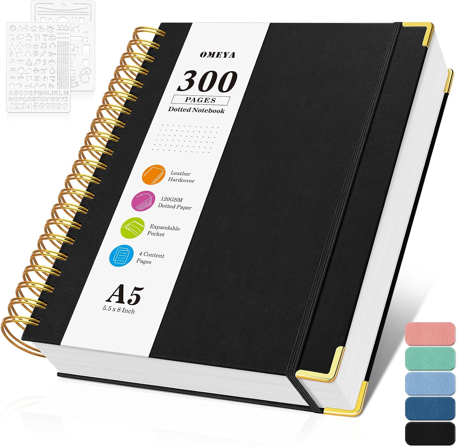 Leather Work Diary - A5 Dotted Journal Spiral Notebook with