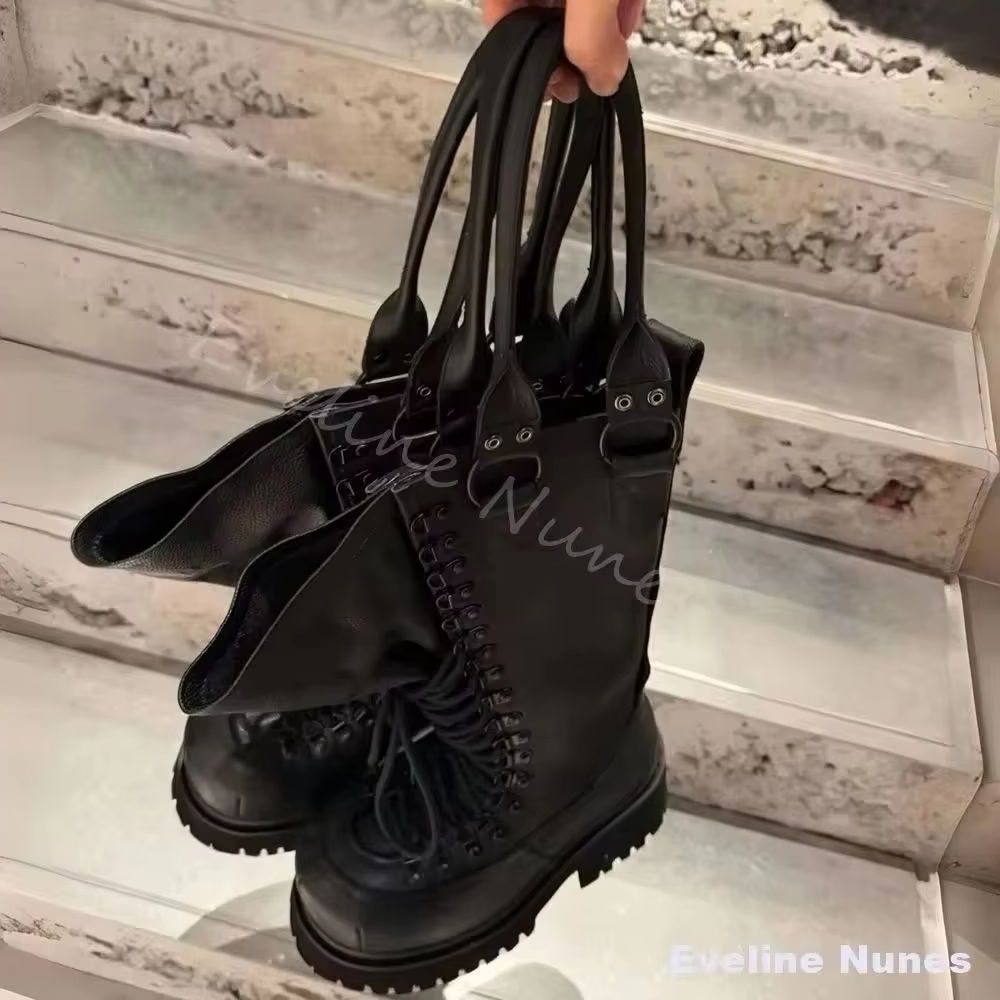 Leather Work Is - Retro Genuine Leather Motorcycle Boots Women