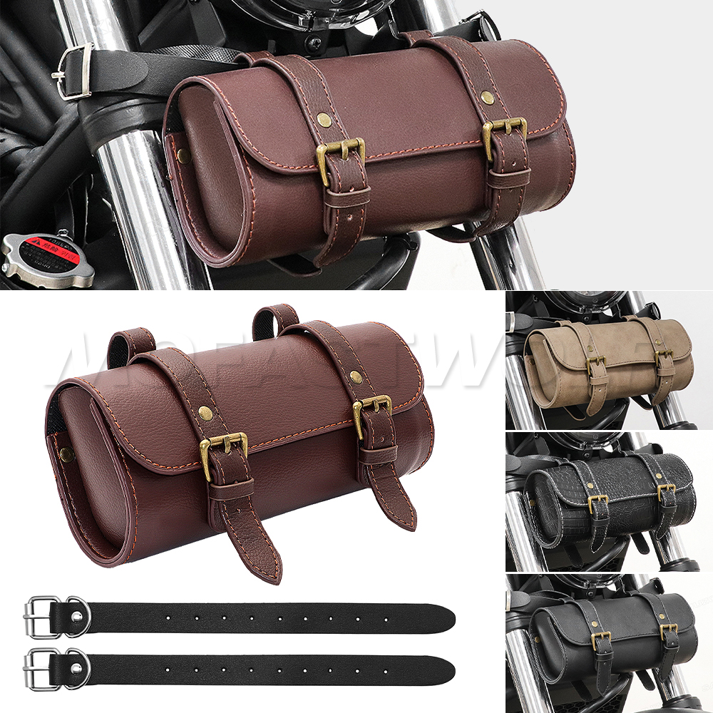 Leather Work Bag - PU Motorcycle Cruiser Tool Bag Fork