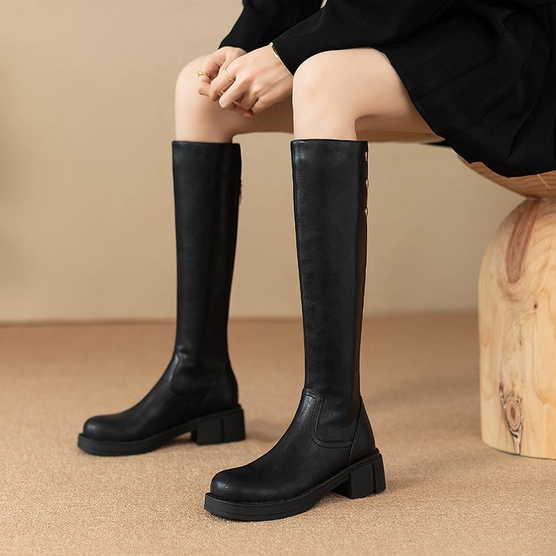 Leather Work Is - Autumn Winter Middle Heel Ladies Knee