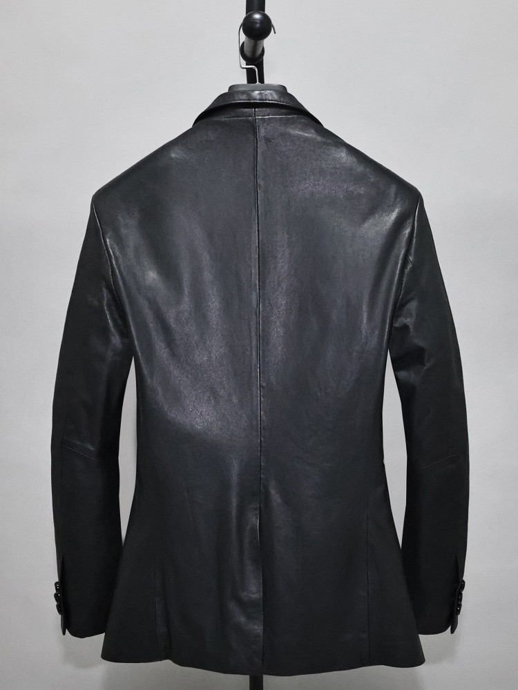Slim Fit Solid Color Men Offic - Leather Work Jacket Mens reseña y precio