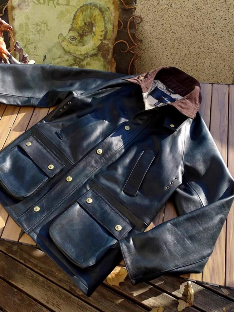 Mens Genuine Cow Leather Jacke - Leather Work Jacket Mens reseña y precio