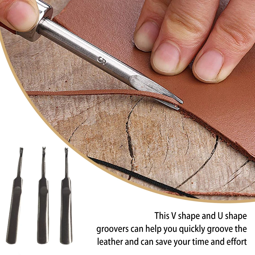 3Pcs Leather Groover Kit U V S - Leatherwork Edge Creaser reseña y precio