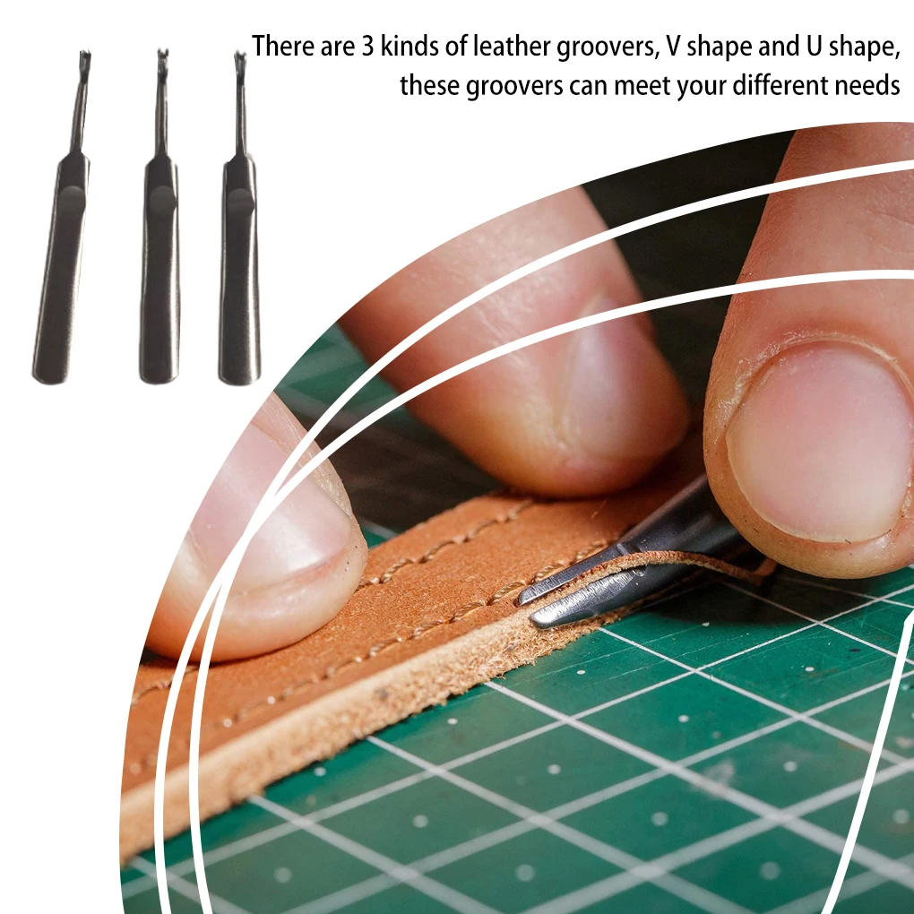 3Pcs Leather Groover Kit U V S - Leatherwork Edge Creaser reseña y precio