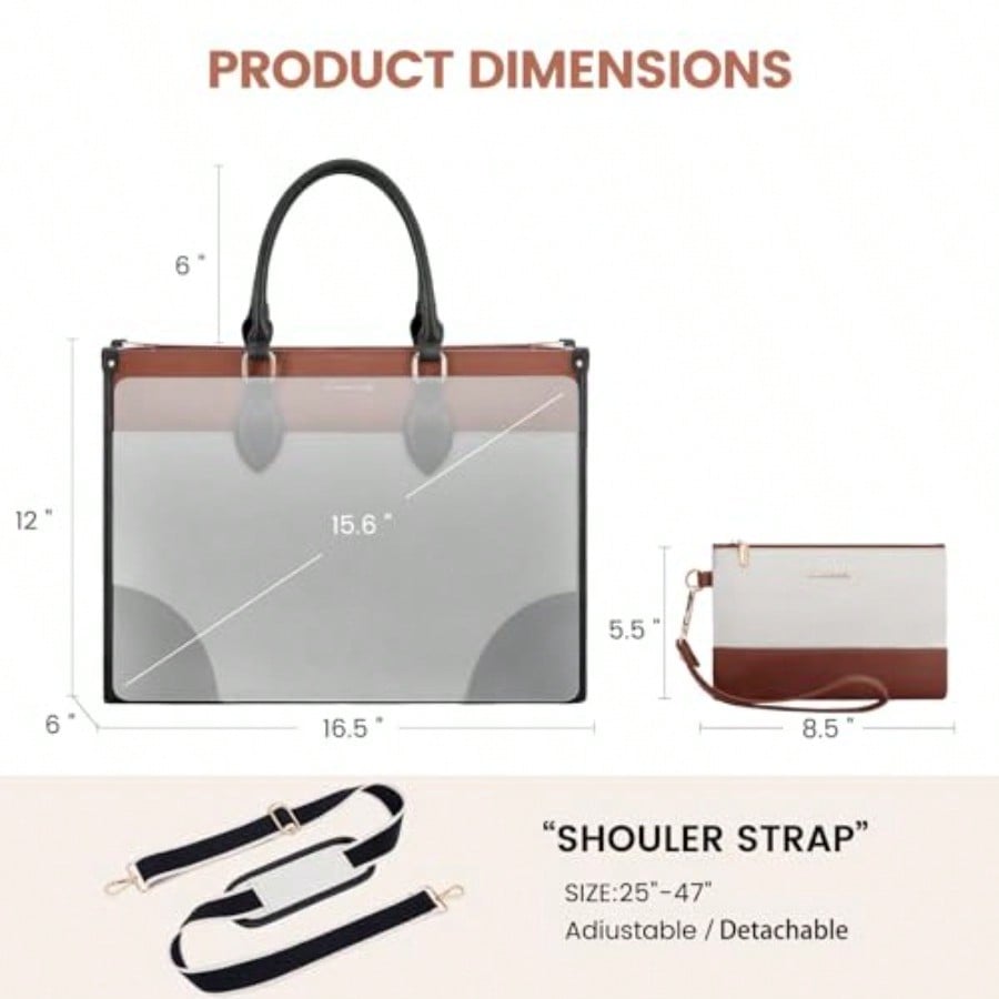 Laptop Bag For Women 15.6 Lnch - Leather Work Bag reseña y precio