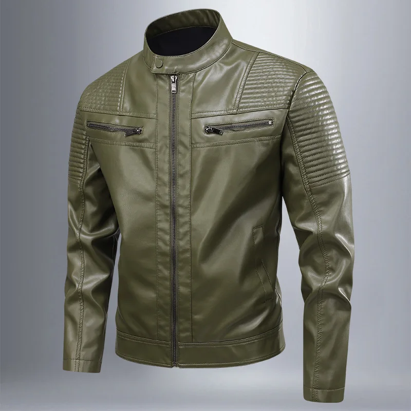 Male Korean Fashion Casual PU  - Leather Work Jacket Mens reseña y precio