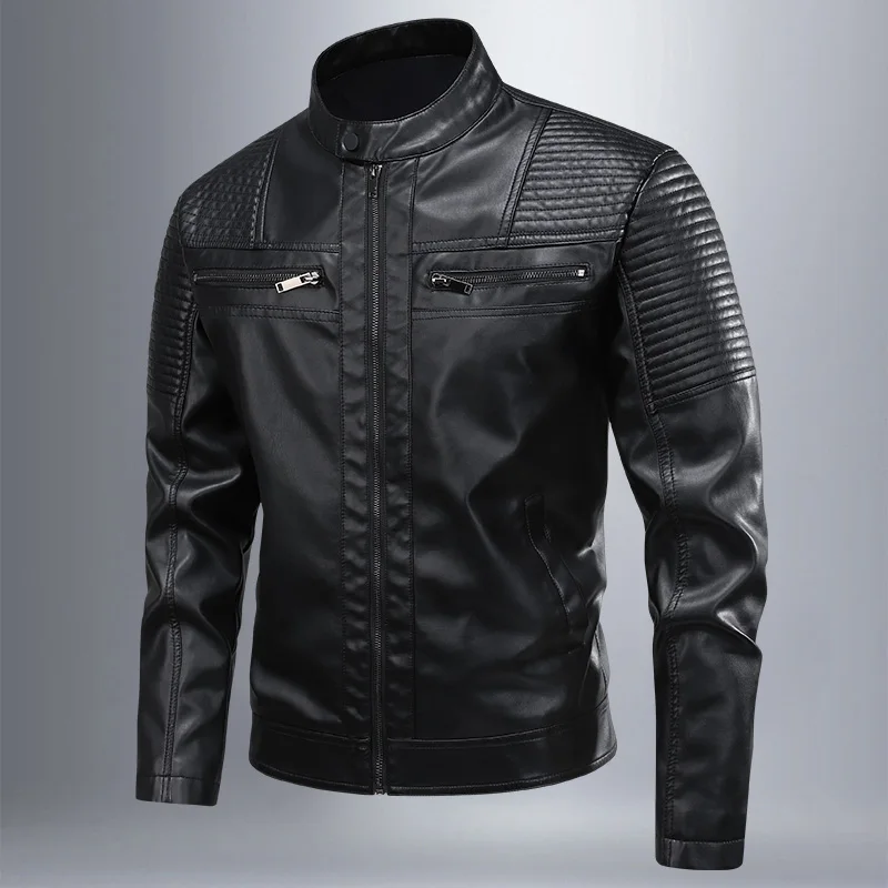 Male Korean Fashion Casual PU  - Leather Work Jacket Mens reseña y precio