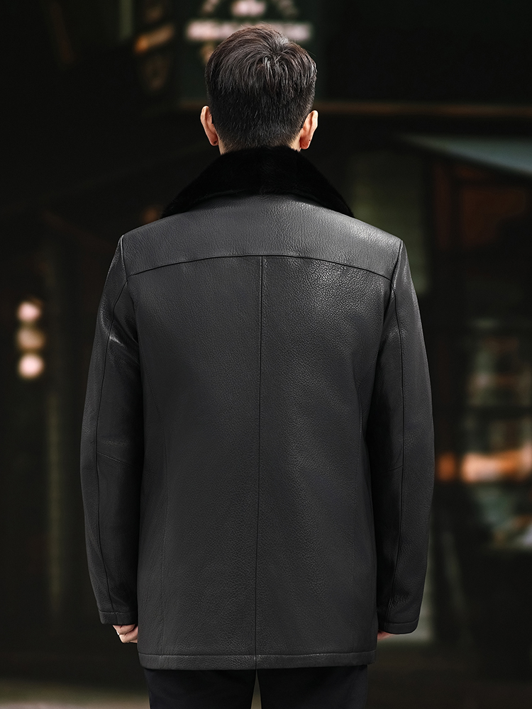 Luxury Men Winter Real Mink Fu - Leather Work Jacket Mens reseña y precio