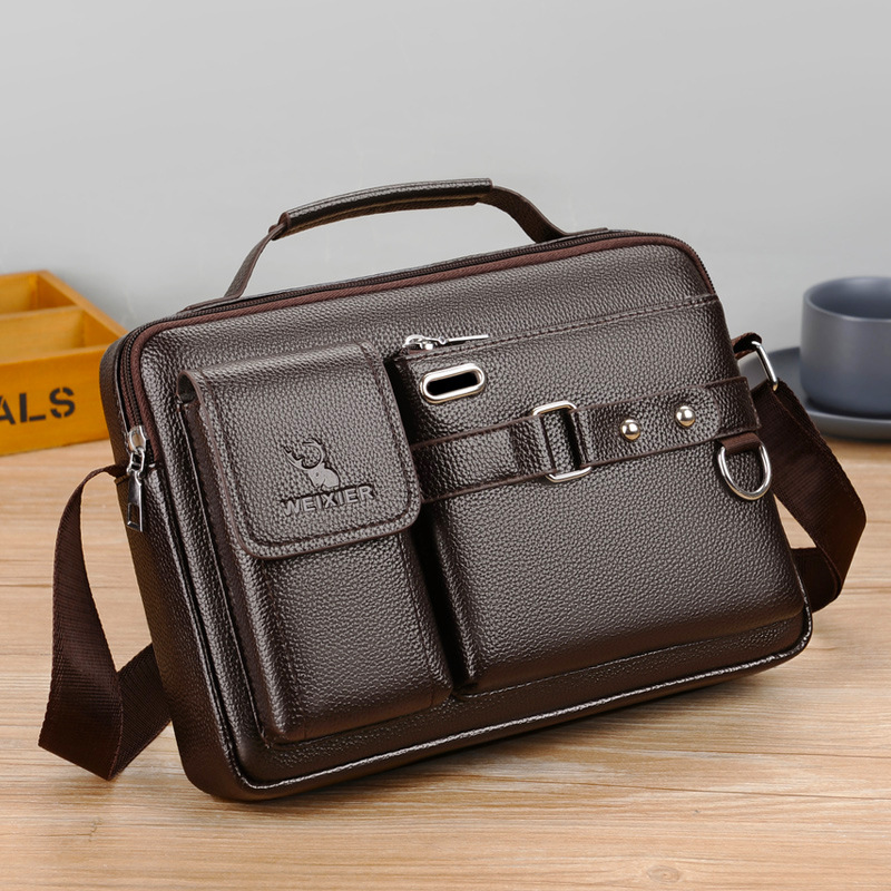 Brand Men Shoulder Bag Pu Leat - Leather Work Handbags reseña y precio
