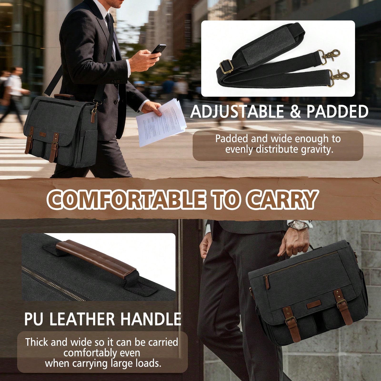 Vintage Men's Messenger Bag, 1 - Leather Work Bag reseña y precio