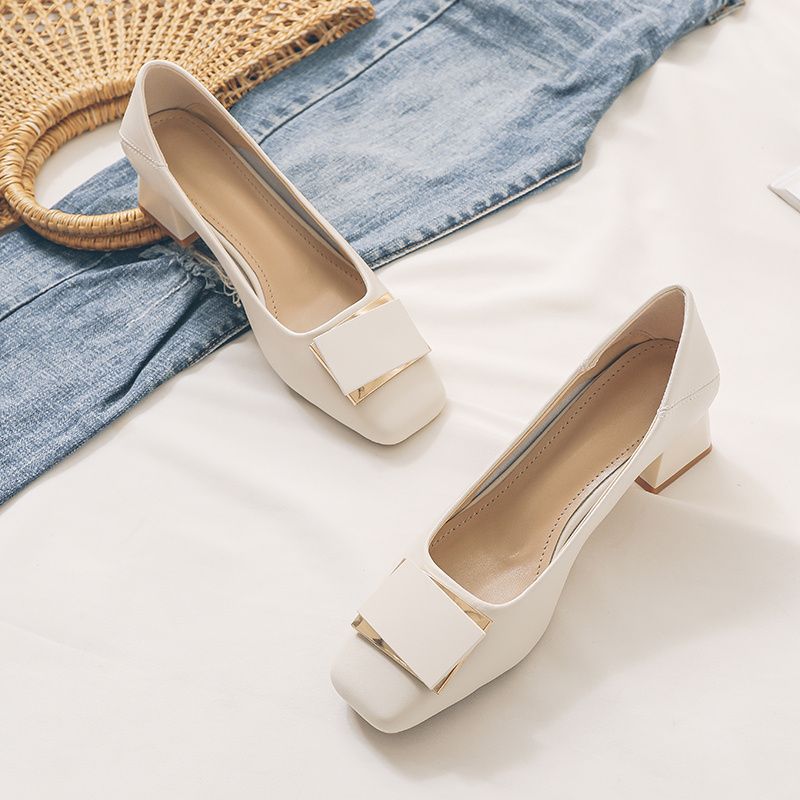 French Style Chunky Heel Pumps - Leatherwork In French reseña y precio