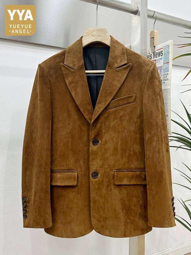 Vintage Suede Sheepskin Elegan - Leather Work Jacket Mens reseña y precio