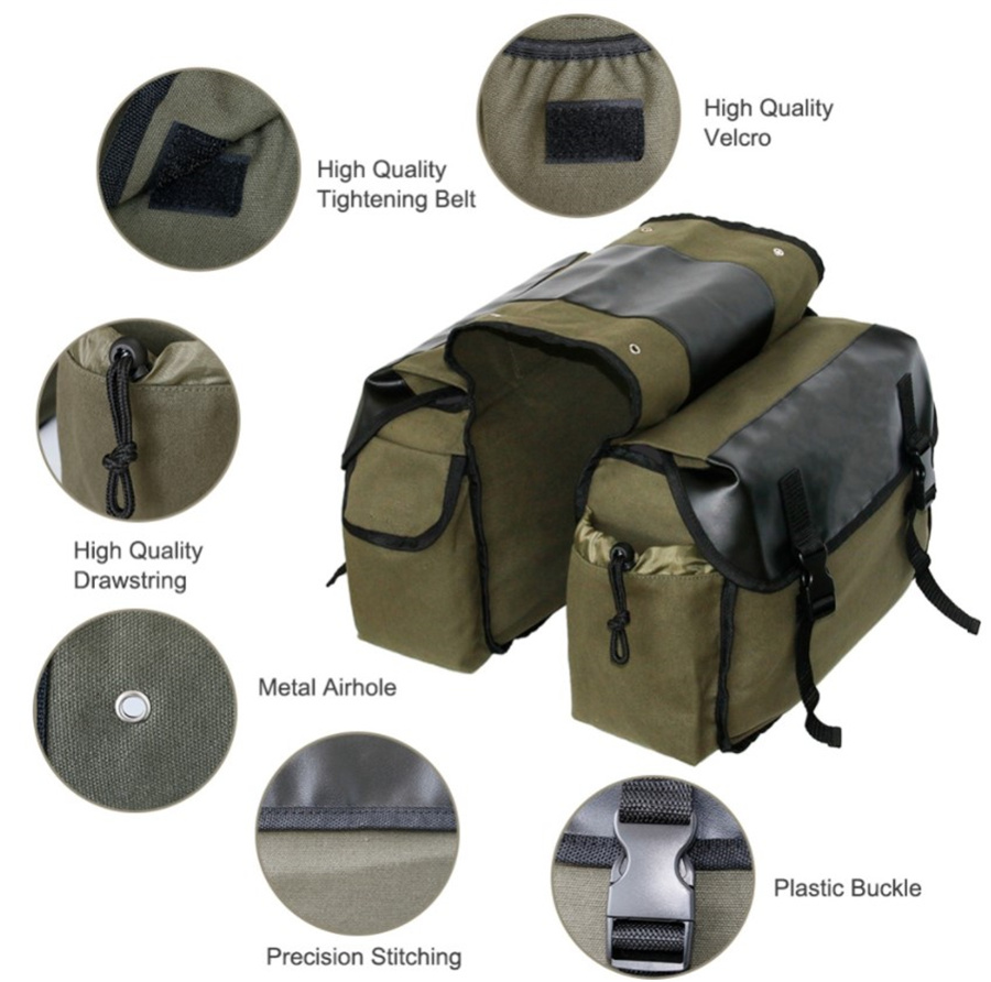 Canvas Leather Rear Saddlebag  - Leather Work Bag reseña y precio