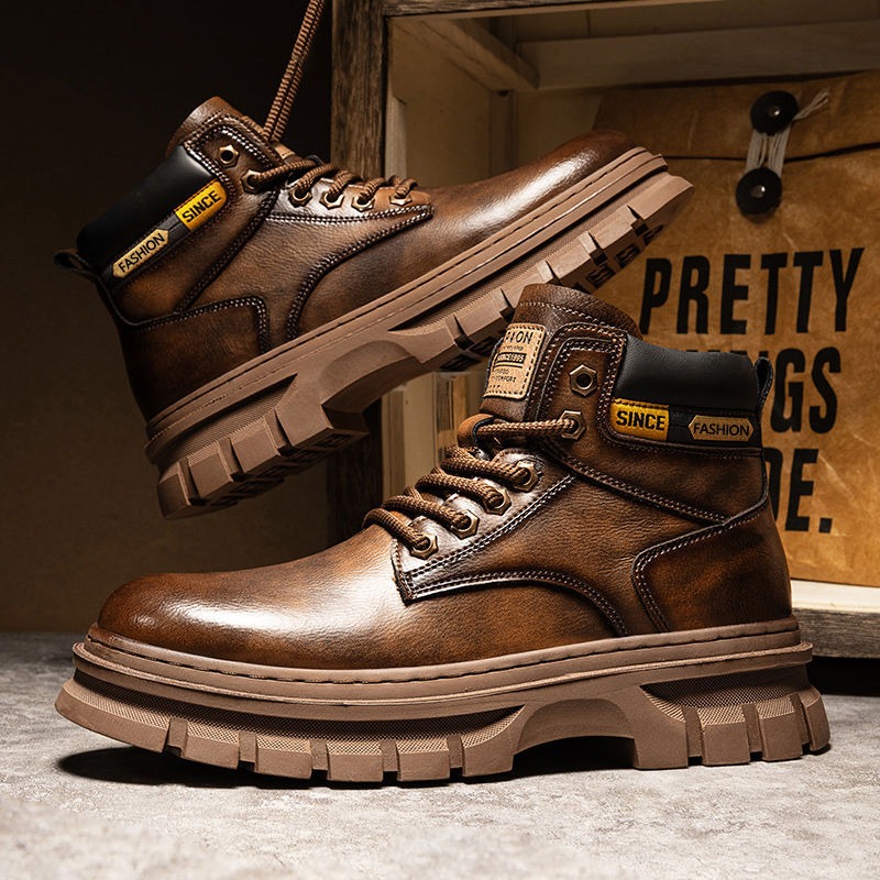 Vintage Men Platform Ankle Boo - Leather Work Is reseña y precio