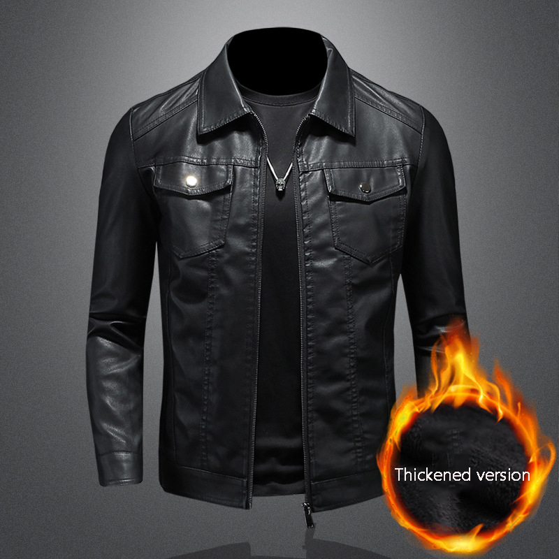 Men's Lapel Leather Jacket Aut - Leather Work Jacket Mens reseña y precio