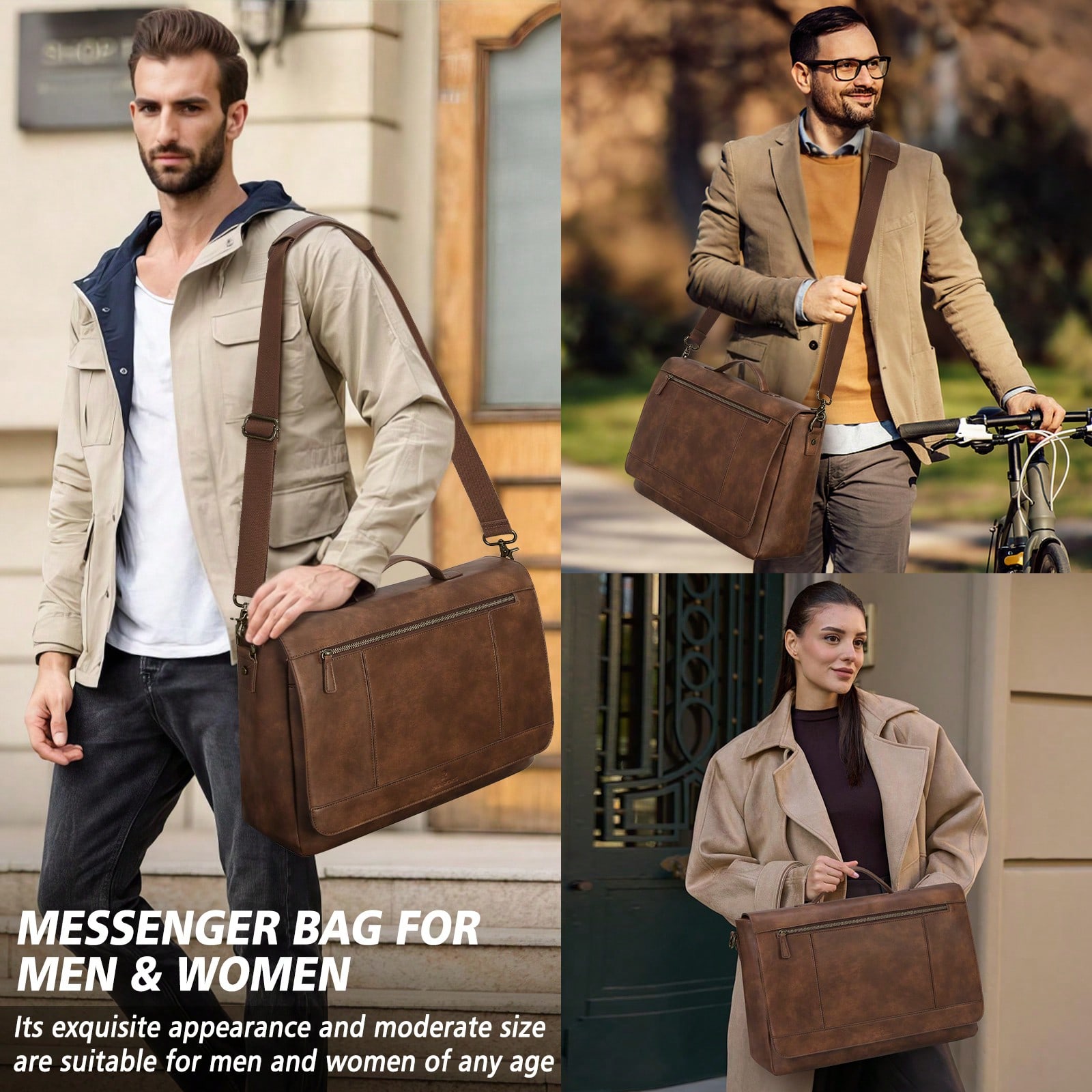 Leather Messenger Bag For Men  - Leather Work Bag reseña y precio