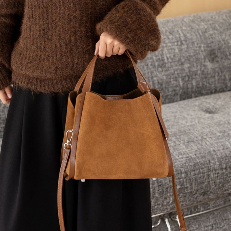 Burminsa Cowhide Suede Genuine - Leather Work Handbags reseña y precio