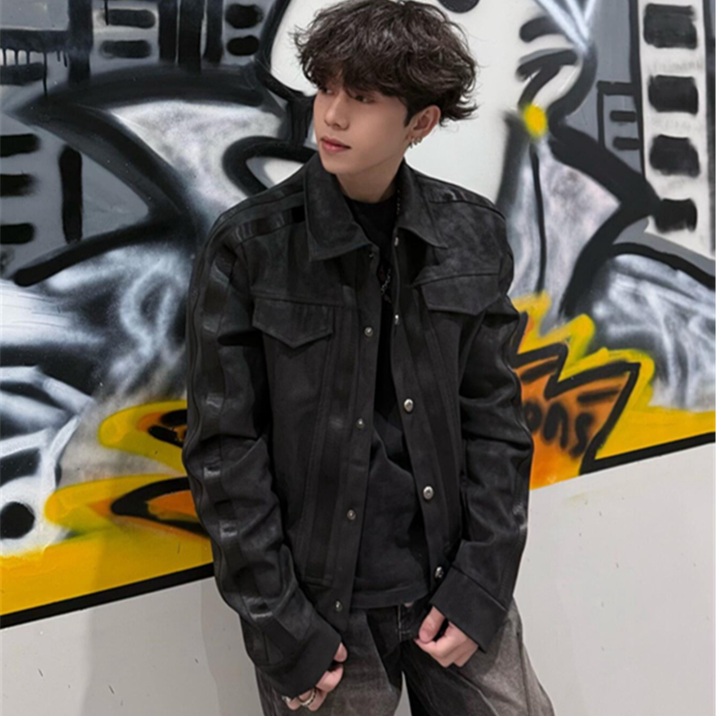 MWJLPWQ Retro Black Suede Spli - Leather Work Jacket Mens reseña y precio
