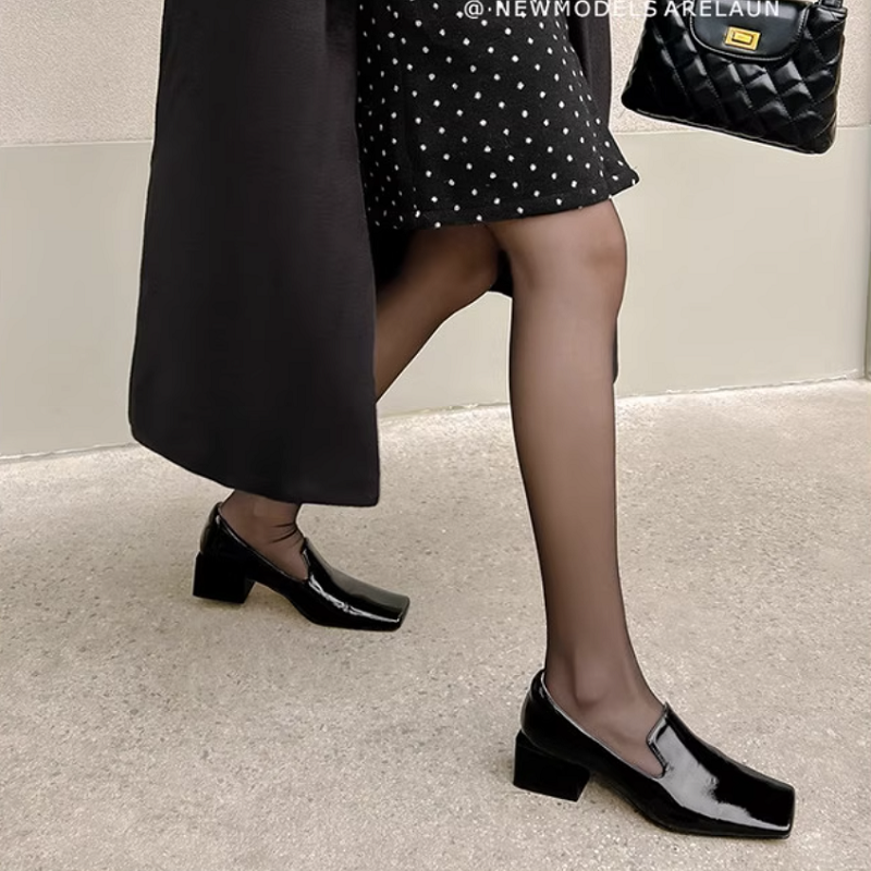 Womens Red Shoes Spring Block  - Leatherwork In French reseña y precio