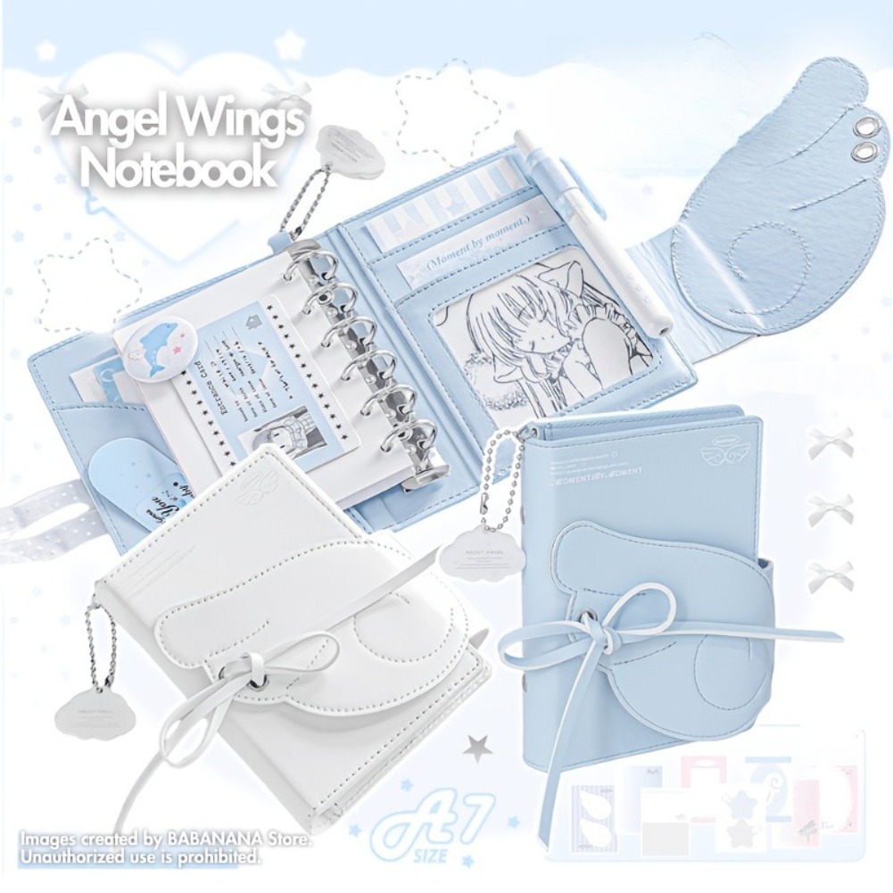 Kawaii Angel Wings Notebook A7 - Leather Work Diary reseña y precio