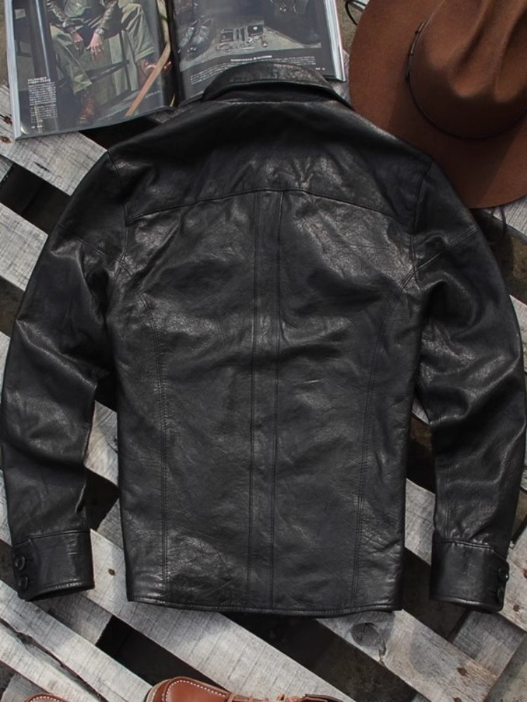 Punk Mens Genuine Leather Jack - Leather Work Jacket Mens reseña y precio