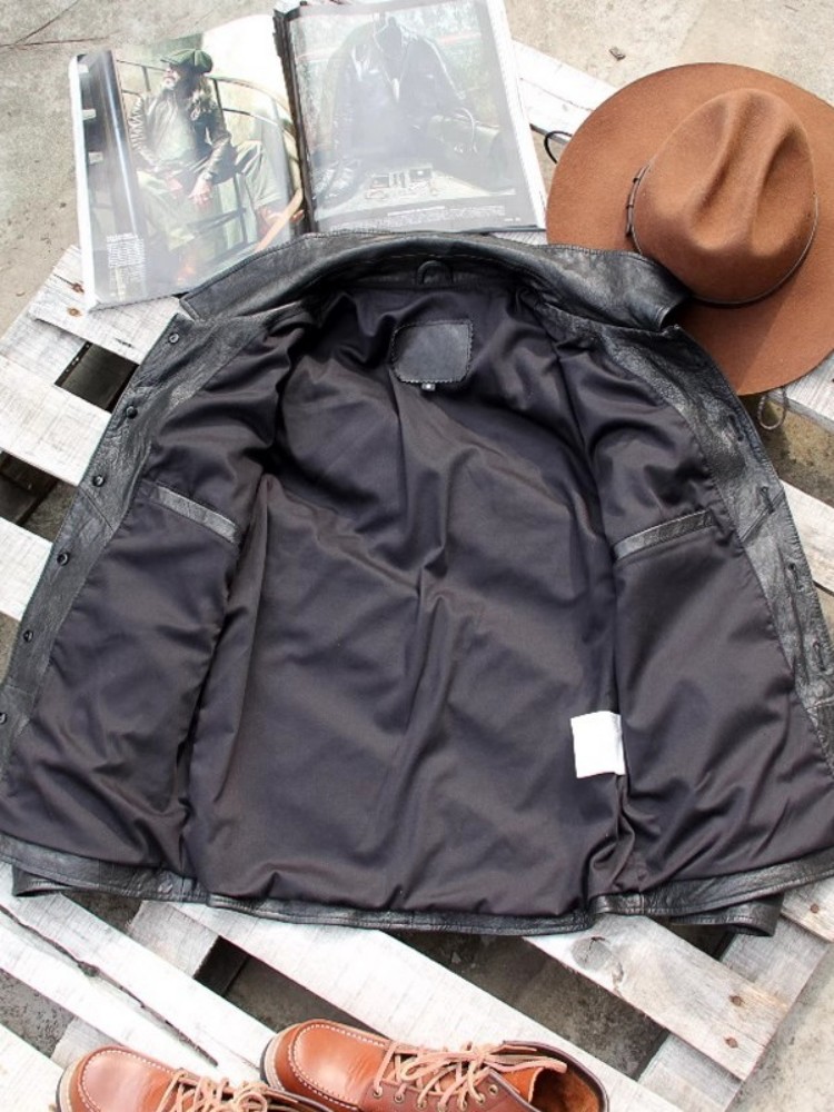Punk Mens Genuine Leather Jack - Leather Work Jacket Mens reseña y precio