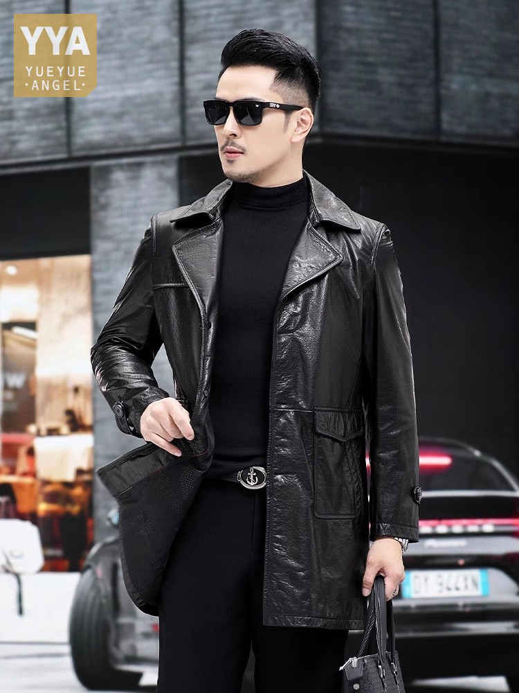 Luxury Men Business Work Slim  - Leather Work Jacket Mens reseña y precio
