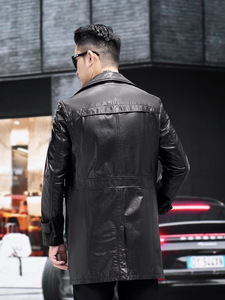 Luxury Men Business Work Slim  - Leather Work Jacket Mens reseña y precio
