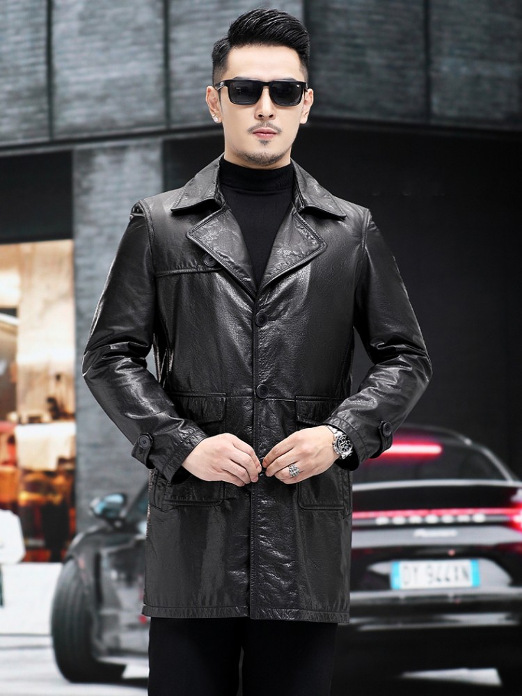 Luxury Men Business Work Slim  - Leather Work Jacket Mens reseña y precio
