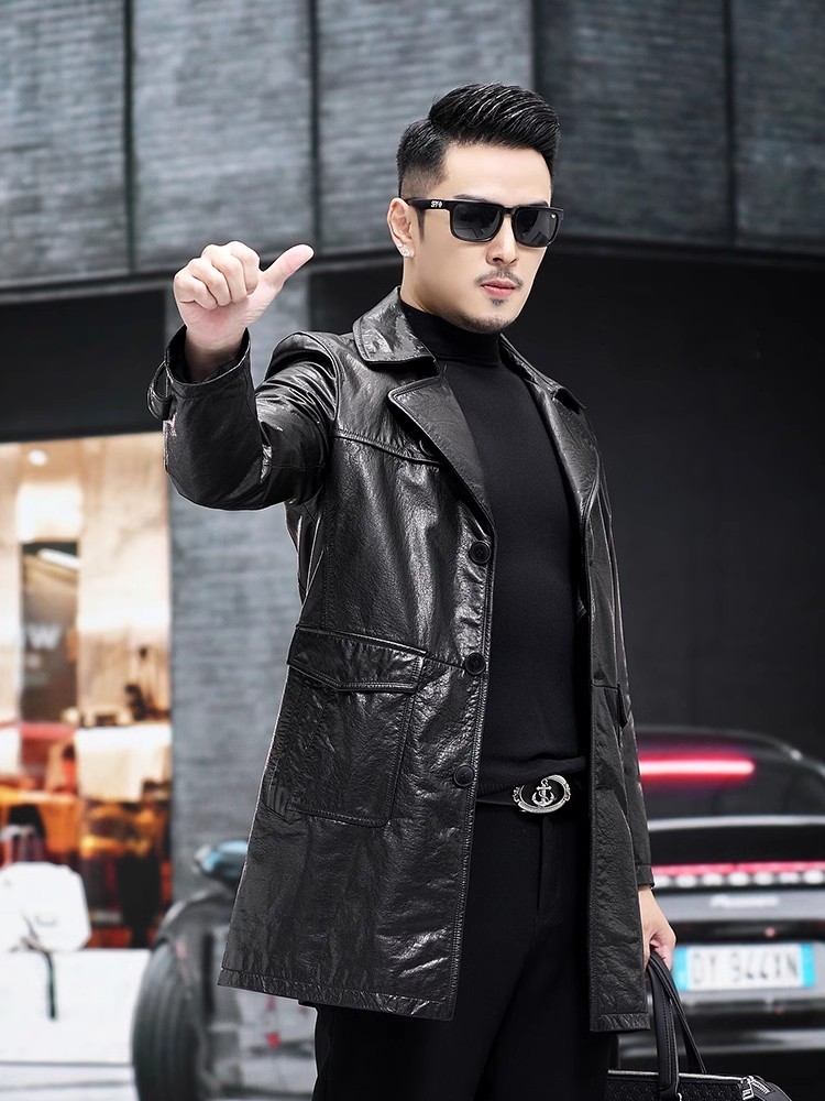 Luxury Men Business Work Slim  - Leather Work Jacket Mens reseña y precio
