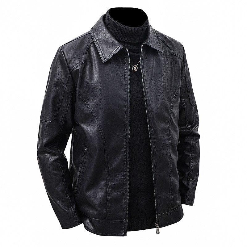 Men's Lapel Leather Jacket Spr - Leather Work Jacket Mens reseña y precio