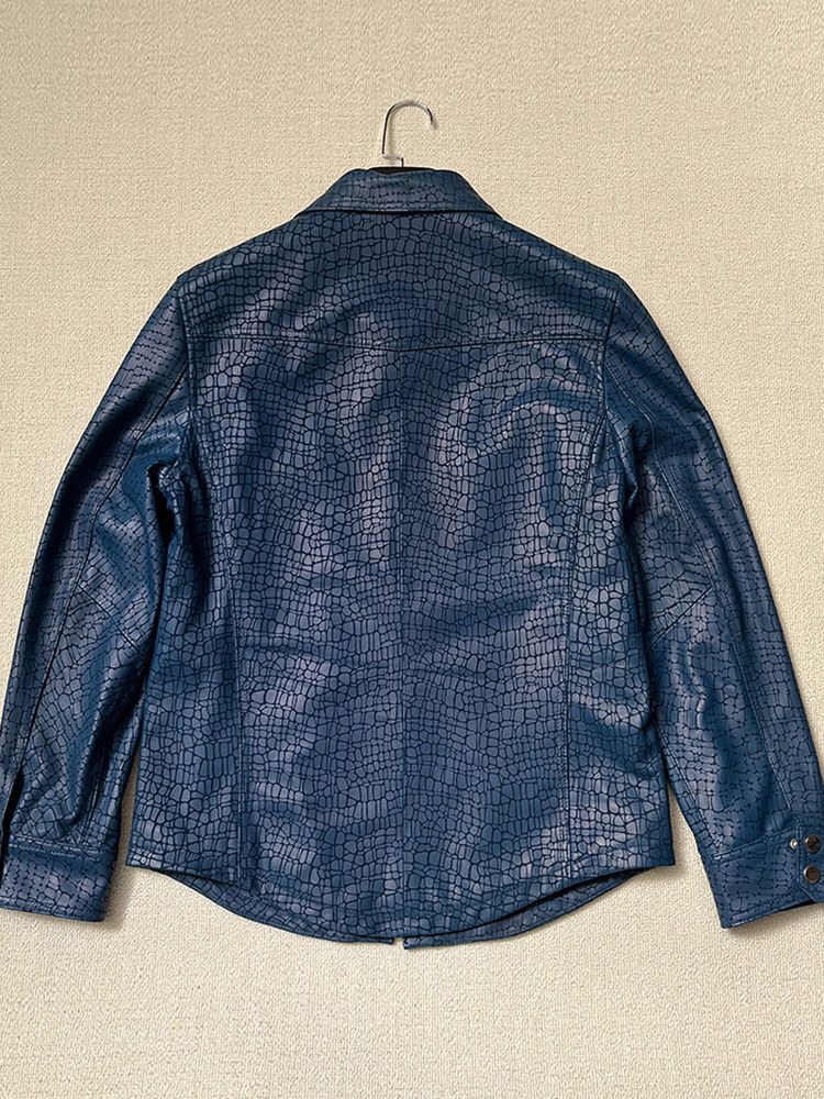 Men Spring Crocodile Pattern R - Leather Work Jacket Mens reseña y precio