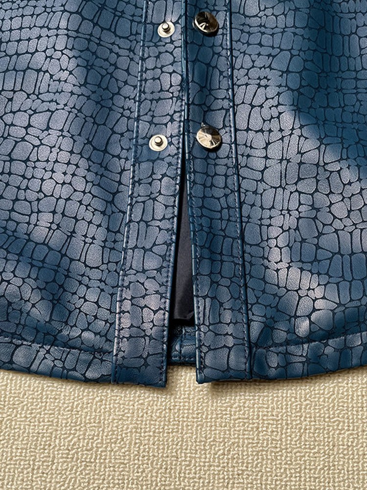 Men Spring Crocodile Pattern R - Leather Work Jacket Mens reseña y precio