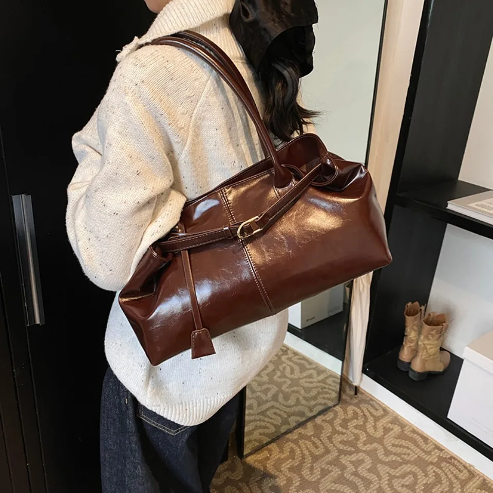 Winter Oil PU Leather Hobo Han - Leather Work Handbags reseña y precio