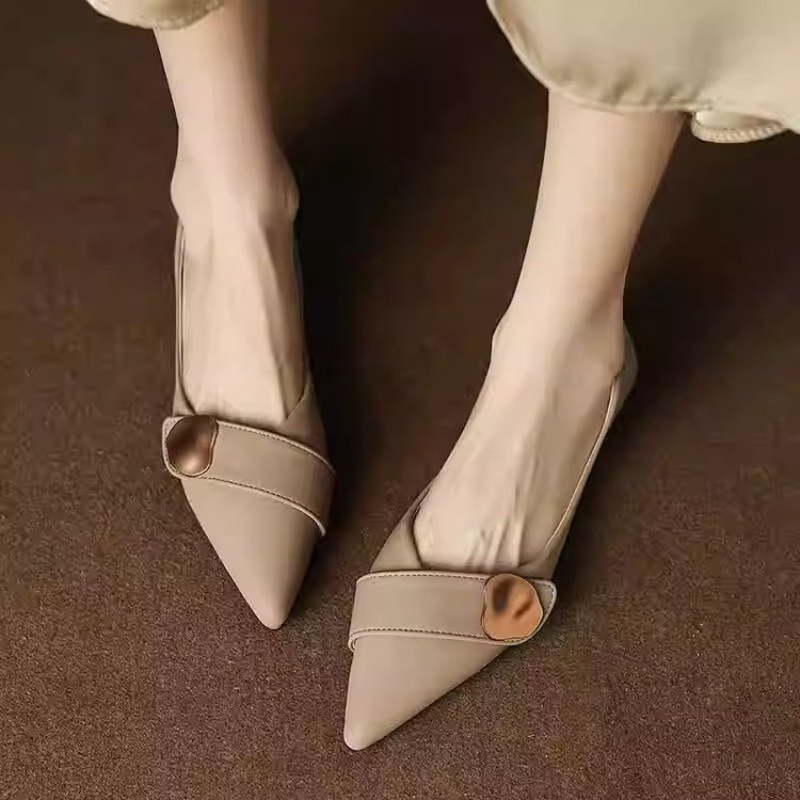 Pointed Toe Low Heel Pumps for - Leatherwork In French reseña y precio