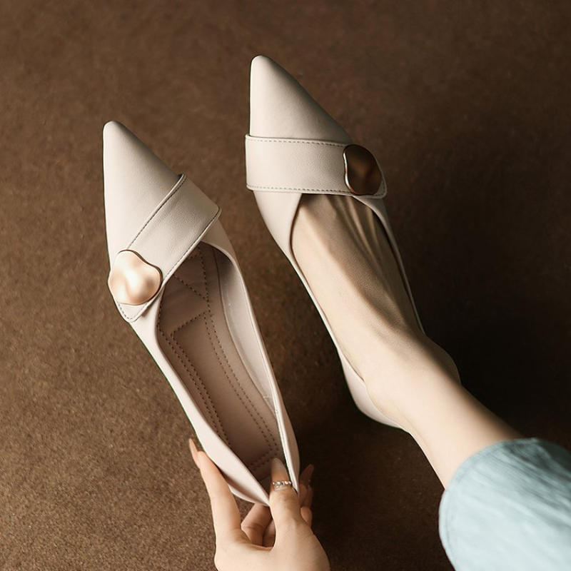 Pointed Toe Low Heel Pumps for - Leatherwork In French reseña y precio