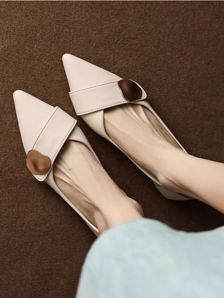 Pointed Toe Low Heel Pumps for - Leatherwork In French reseña y precio