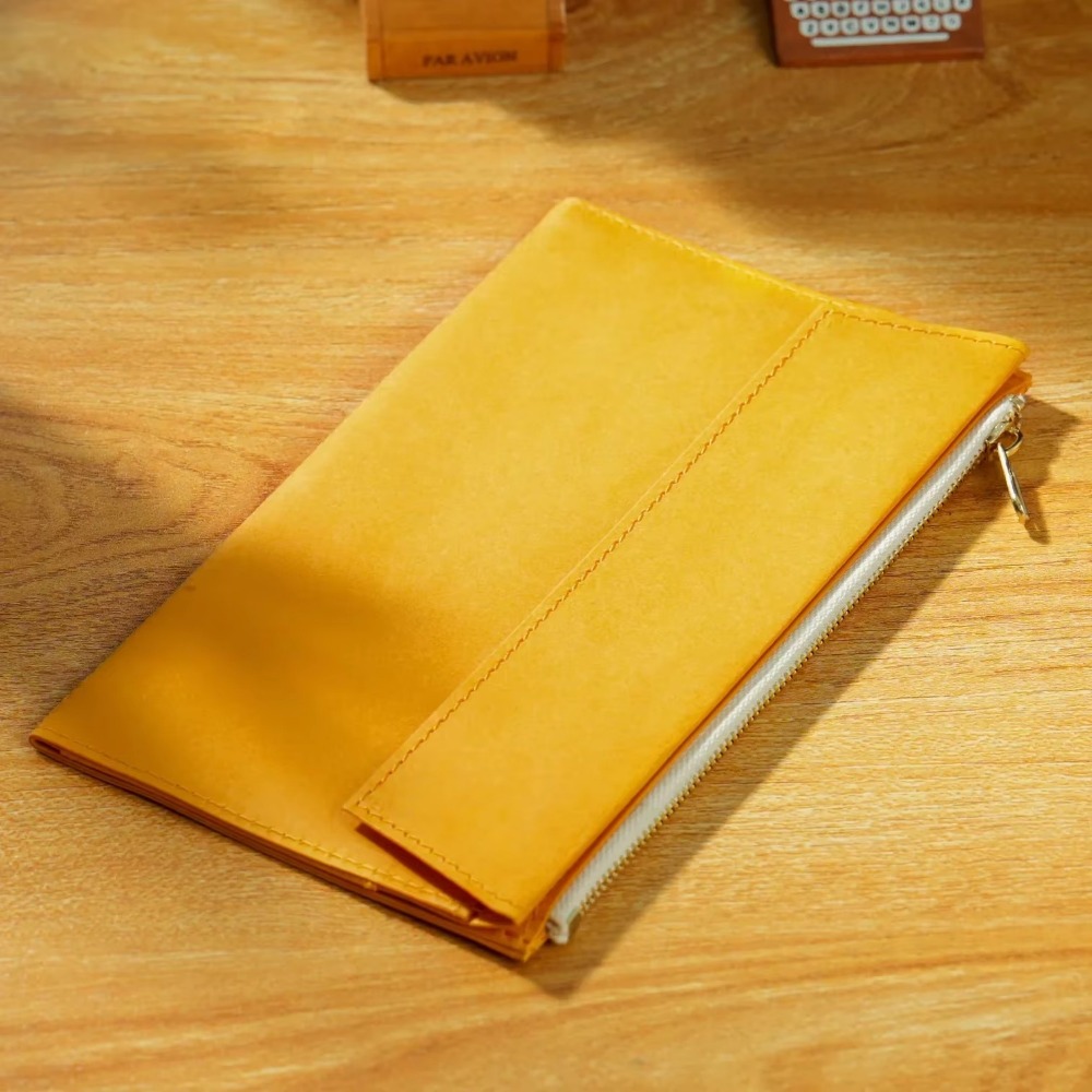 New Kraft Paper Zippered Pouch - Leather Work Diary reseña y precio