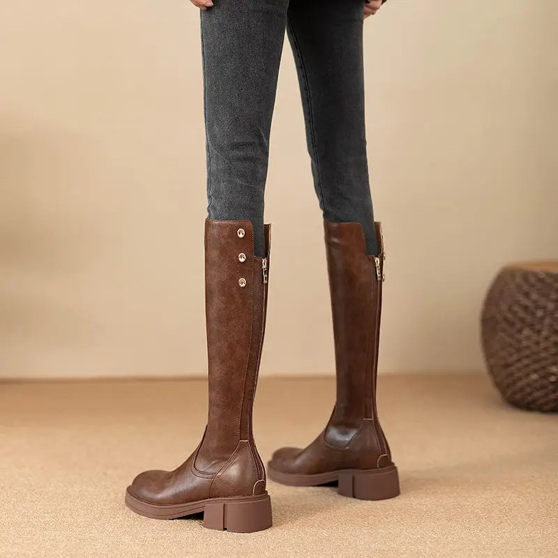 Autumn Winter Middle Heel Ladi - Leather Work Is reseña y precio